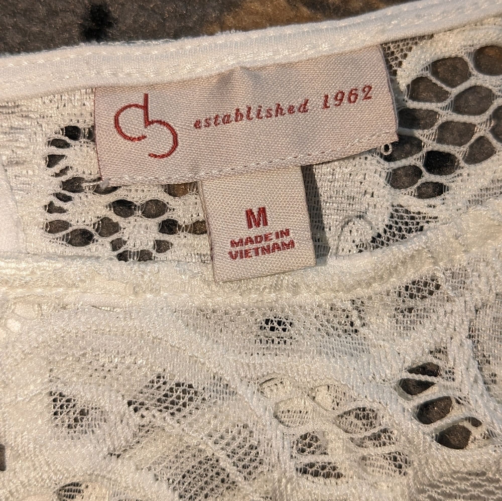 Cb Established 1962 White Lace Dress Size Medium Sleeveless Lined Midi - Picture 11 of 14